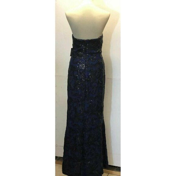 Marina Womens Blue Lace Sequin Gown Dress Size 6 - Picture 10 of 10